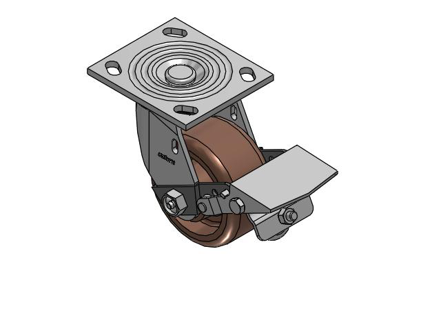 4 Series 2 Inch Wide Top Plate Swivel Caster Caster with 4 x 2 Thermo Wheel and Tread Lock Brake