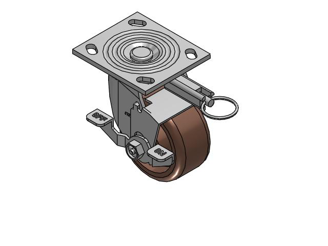 4 Series 2 Inch Wide Top Plate Swivel Caster Caster with 4 x 2 Thermo Wheel and Top Lock Brake