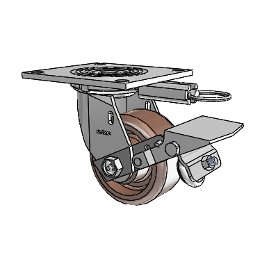 4 Series 2 Inch Wide Top Plate Swivel Caster Caster with 4 x 2 Thermo Wheel and Tread Lock Brake
