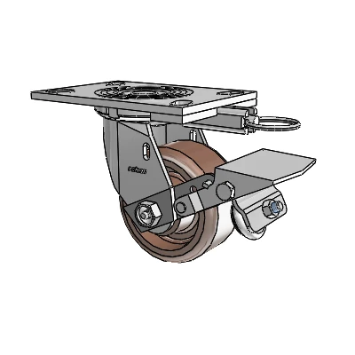 4 Series 2 Inch Wide Top Plate Swivel Caster Caster with 4 x 2 Thermo Wheel and Tread Lock Brake