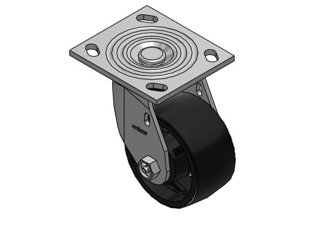 Roulette pivotante de la série 4, à plaque supérieure de 2 pouces de large, équipée d'une roue en polyoléfine de 4 x 2