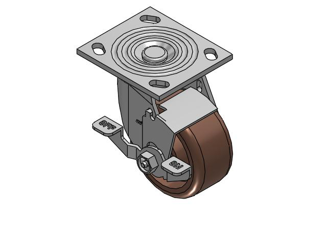 4 Series 2 Inch Wide Top Plate Swivel Caster Caster with 4 x 2 Thermo Wheel and Top Lock Brake