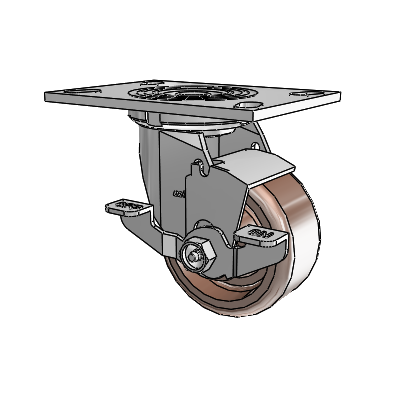 4 Series 2 Inch Wide Top Plate Swivel Caster Caster with 4 x 2 Thermo Wheel and Top Lock Brake
