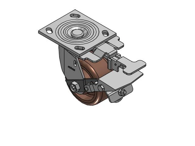 4 Series 2 Inch Wide Top Plate Swivel Caster Caster with 4 x 2 Thermo Wheel and Tread Lock Brake