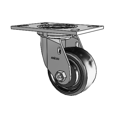4 Series 2 Inch Wide Top Plate Swivel Caster Caster with 4 x 2 Endura Solid Elastomer Wheel