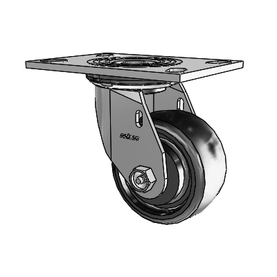 4 Series 2 Inch Wide Top Plate Swivel Caster Caster with 4 x 2 Endura Solid Elastomer Wheel