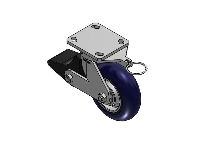 110 Series Kingpinless Top Plate Swivel Caster with 6 x 2 Blue Tread on Aluminum Core UA - Magnum Polyurethane (Aluminum Core) Wheel and Poly Lock Integrated Brake