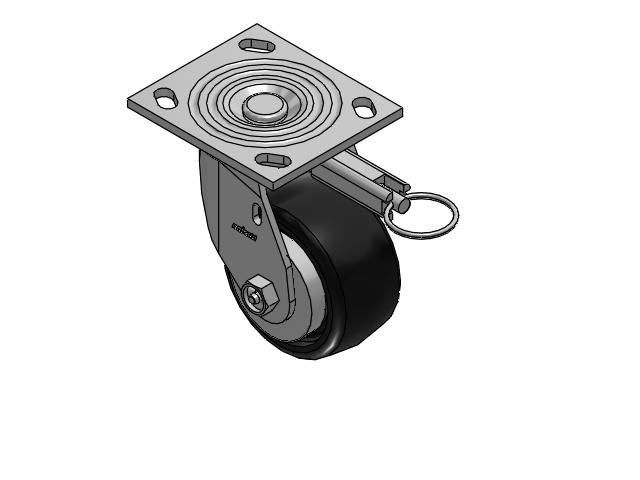 4 Series 2 Inch Wide Top Plate Swivel Caster Caster with 4 x 2 Endura Solid Elastomer Wheel