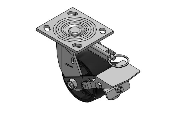 4 Series 2 Inch Wide Top Plate Swivel Caster Caster with 4 x 2 Polyolefin Wheel and Tread Lock Brake
