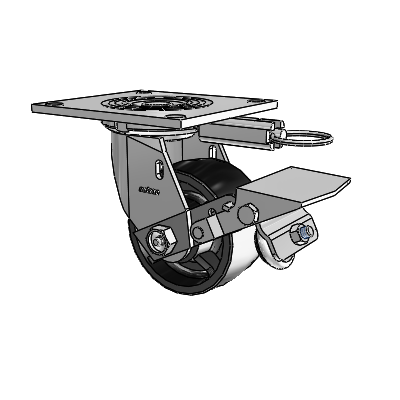 4 Series 2 Inch Wide Top Plate Swivel Caster Caster with 4 x 2 Polyolefin Wheel and Tread Lock Brake