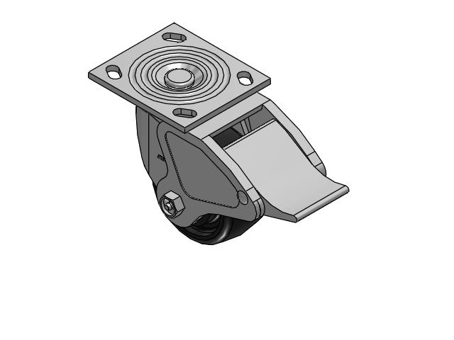 4 Series 2 Inch Wide Top Plate Swivel Caster Caster with 4 x 2 Endura Solid Elastomer Wheel and Total Lock Brake