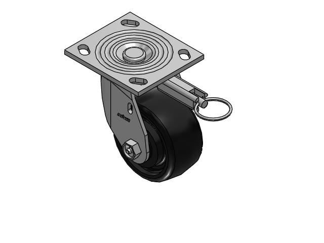 4 Series 2 Inch Wide Top Plate Swivel Caster Caster with 4 x 2 Endura Solid Elastomer Wheel