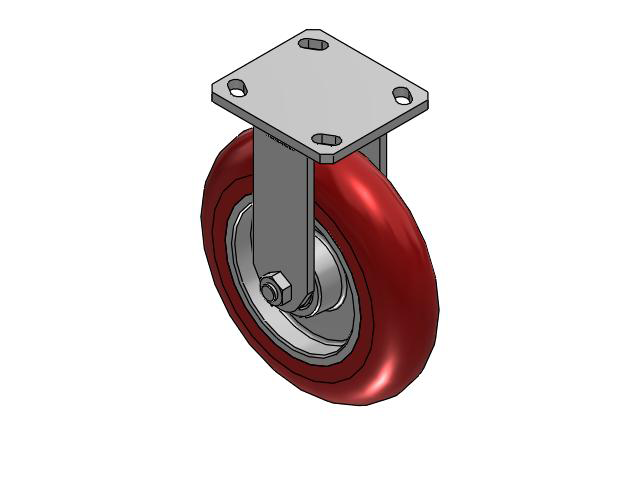 110 Series Kingpinless Top Plate Rigid Caster with 8 x 2 Red Tread on Aluminum Core UA - Magnum Polyurethane (Aluminum Core) Wheel and Face Brake