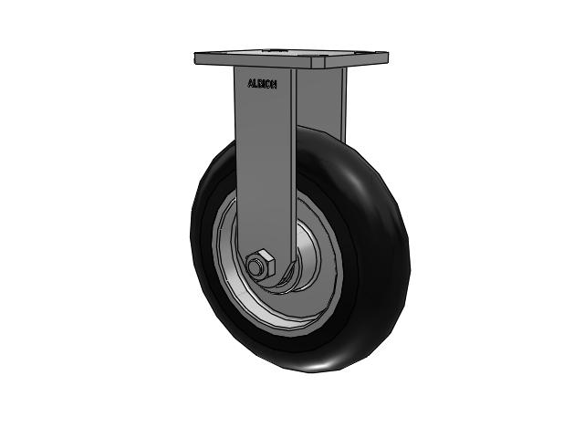 110 Series Kingpinless Top Plate Rigid Caster with 8 x 2 Black Tread on Aluminum Core UA - Magnum Polyurethane (Aluminum Core) Wheel