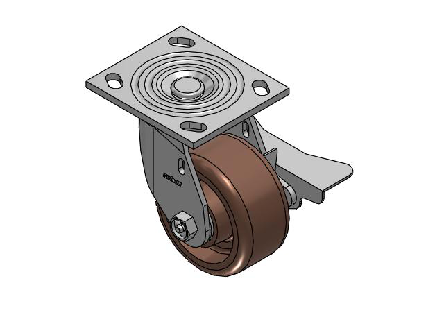 4 Series 2 Inch Wide Top Plate Swivel Caster Caster with 4 x 2 Thermo Wheel and Side Lock Brake