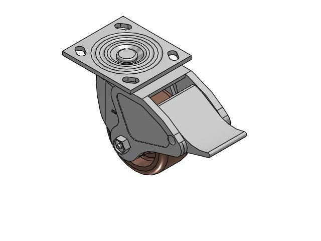 4 Series 2 Inch Wide Top Plate Swivel Caster Caster with 4 x 2 Thermo Wheel and Total Lock Brake