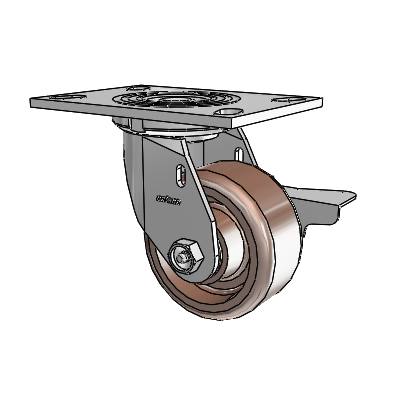 4 Series 2 Inch Wide Top Plate Swivel Caster Caster with 4 x 2 Thermo Wheel and Side Lock Brake