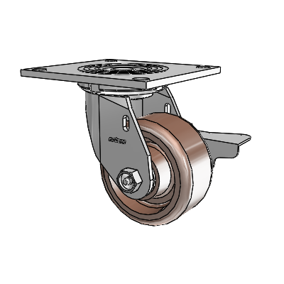 4 Series 2 Inch Wide Top Plate Swivel Caster Caster with 4 x 2 Thermo Wheel and Side Lock Brake