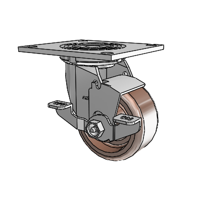 4 Series 2 Inch Wide Top Plate Swivel Caster Caster with 4 x 2 Thermo Wheel and Top Lock Brake