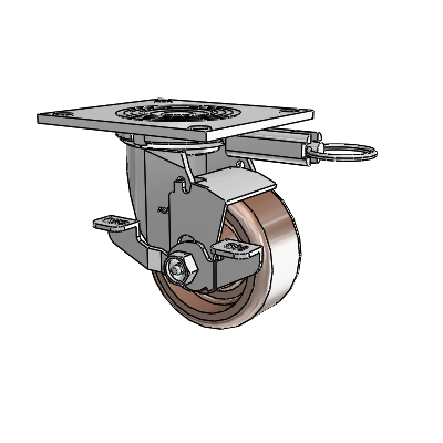 4 Series 2 Inch Wide Top Plate Swivel Caster Caster with 4 x 2 Thermo Wheel and Top Lock Brake