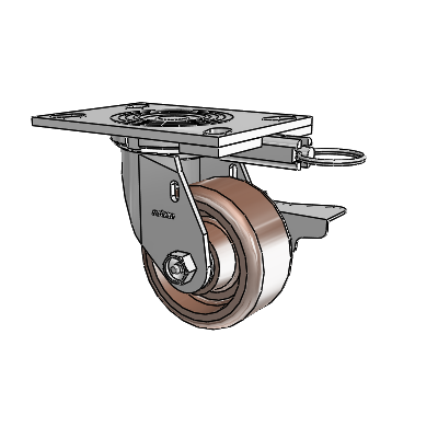 4 Series 2 Inch Wide Top Plate Swivel Caster Caster with 4 x 2 Thermo Wheel and Side Lock Brake