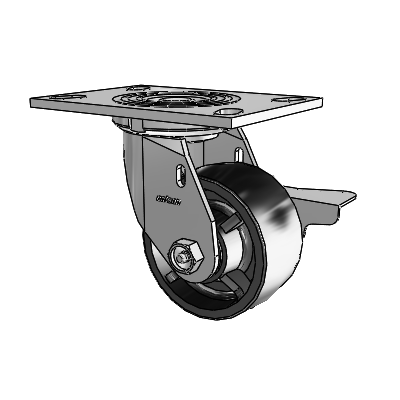 4 Series 2 Inch Wide Top Plate Swivel Caster Caster with 4 x 2 Polyolefin Wheel and Side Lock Brake