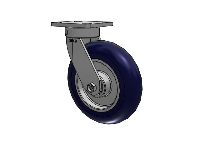 110 Series Kingpinless Top Plate Swivel Caster with 8 x 2 Blue Tread on Aluminum Core UA - Magnum Polyurethane (Aluminum Core) Wheel