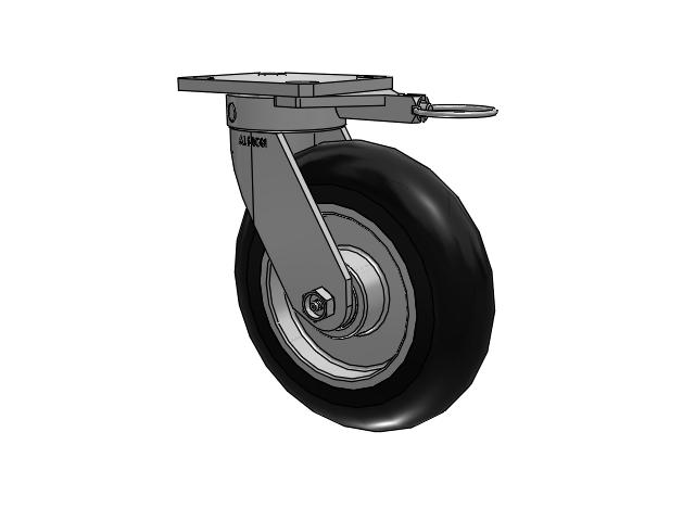 110 Series Kingpinless Top Plate Swivel Caster with 8 x 2 Black Tread on Aluminum Core UA - Magnum Polyurethane (Aluminum Core) Wheel