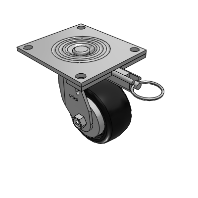 4 Series 2 Inch Wide Top Plate Swivel Caster Caster with 4 x 2 Endura Solid Elastomer Wheel