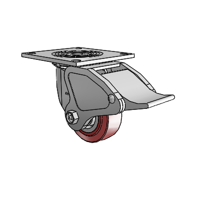4 Series 1 1/2" Casters Top Plate Swivel Zinc with 4 x 1.5 Polyurethane HI-TECH Wheel and Total Lock Brake