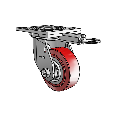 4 Series 1 1/2" Casters Top Plate Swivel Zinc with 4 x 1.5 Polyurethane HI-TECH Wheel
