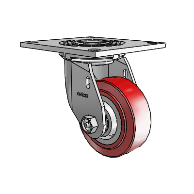 4 Series 1 1/2" Casters Top Plate Swivel Zinc with 4 x 1.5 Polyurethane HI-TECH Wheel