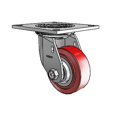 4 Series 1 1/2" Casters Top Plate Swivel Zinc with 4 x 1.5 Polyurethane HI-TECH Wheel