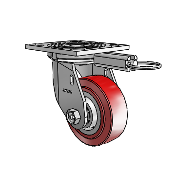 4 Series 1 1/2" Casters Top Plate Swivel Zinc with 4 x 1.5 Polyurethane HI-TECH Wheel