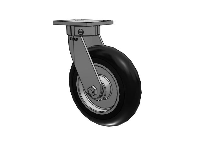 110 Series Kingpinless Top Plate Swivel Caster with 8 x 2 Black Tread on Aluminum Core UA - Magnum Polyurethane (Aluminum Core) Wheel