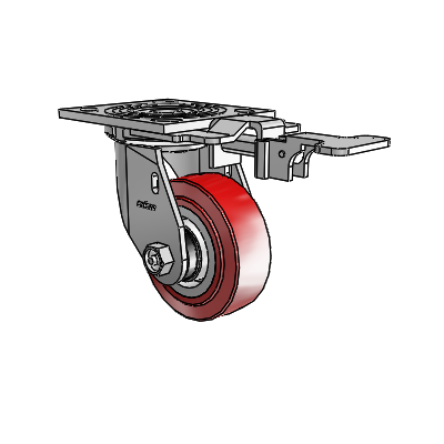4 Series 1 1/2" Casters Top Plate Swivel Zinc with 4 x 1.5 Polyurethane HI-TECH Wheel