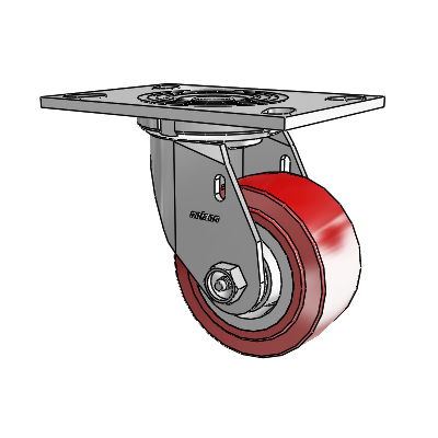 4 Series 2 Inch Wide Top Plate Swivel Caster Caster with 4 x 2 Polyurethane HI-TECH Wheel