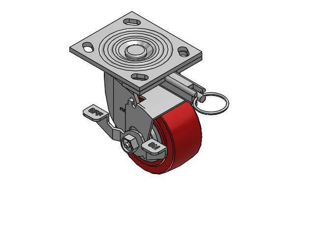 4 Series 2 Inch Wide Top Plate Swivel Caster Caster with 4 x 2 Polyurethane HI-TECH Wheel and Top Lock Brake