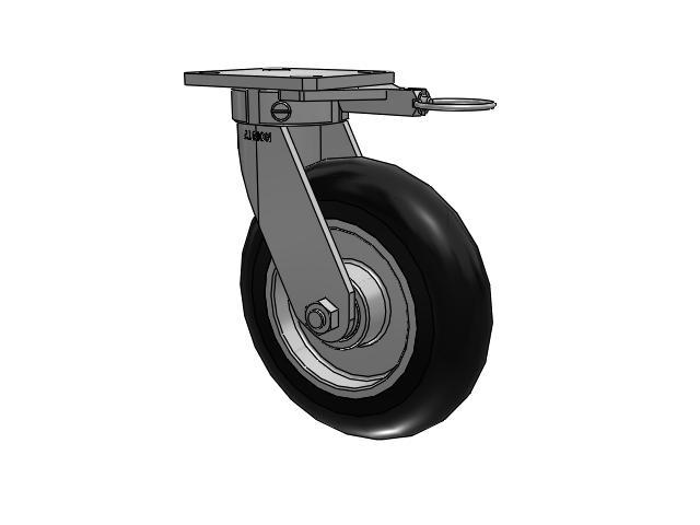 110 Series Kingpinless Top Plate Swivel Caster with 8 x 2 Black Tread on Aluminum Core UA - Magnum Polyurethane (Aluminum Core) Wheel