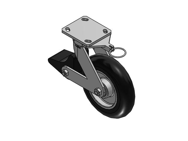 110 Series Kingpinless Top Plate Swivel Caster with 8 x 2 Black Tread on Aluminum Core UA - Magnum Polyurethane (Aluminum Core) Wheel and Poly Lock Integrated Brake