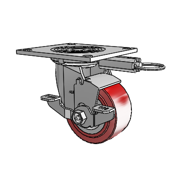 4 Series 2 Inch Wide Top Plate Swivel Caster Caster with 4 x 2 Polyurethane HI-TECH Wheel and Top Lock Brake