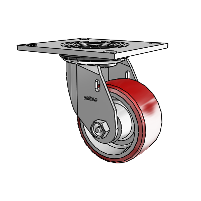 4 Series 2 Inch Wide Top Plate Swivel Caster Caster with 4 x 2 Moldon Polyurethane (Aluminum Core) Wheel