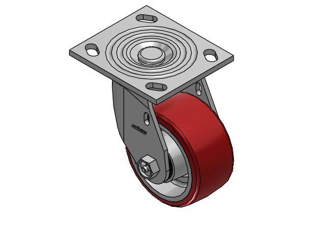 4 Series 2 Inch Wide Top Plate Swivel Caster with 4 x 2 Moldon Polyurethane (Aluminum Core) Wheel