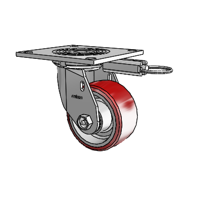 4 Series 2 Inch Wide Top Plate Swivel Caster Caster with 4 x 2 Moldon Polyurethane (Aluminum Core) Wheel