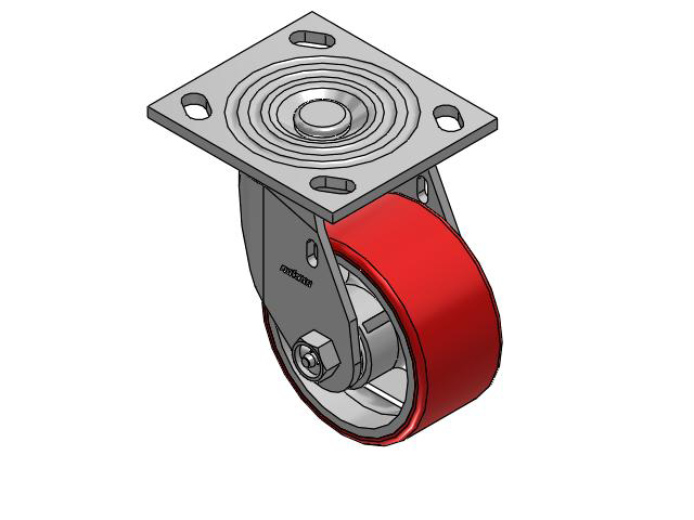 4 Series 2 Inch Wide Top Plate Swivel Caster Caster with 4 x 2 Moldon Polyurethane (Cast Iron Core) Wheel