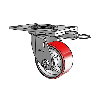 4 Series 2 Inch Wide Top Plate Swivel Caster Caster with 4 x 2 Moldon Polyurethane (Cast Iron Core) Wheel
