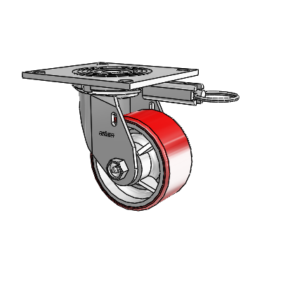 4 Series 2 Inch Wide Top Plate Swivel Caster Caster with 4 x 2 Moldon Polyurethane (Cast Iron Core) Wheel
