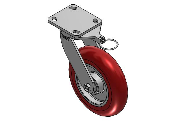 110 Series Kingpinless Top Plate Swivel Caster with 8 x 2 Red Tread on Aluminum Core UA - Magnum Polyurethane (Aluminum Core) Wheel