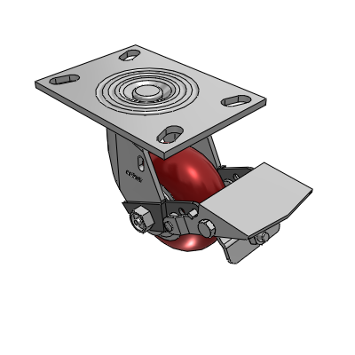 4 Series 2 Inch Wide Top Plate Swivel Caster Caster with 4 x 2 CG Max Maroon Wheel and Tread Lock Brake