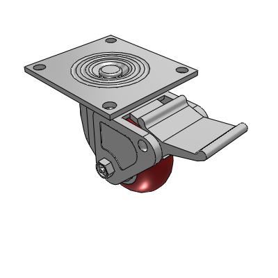4 Series 2 Inch Wide Top Plate Swivel Caster Caster with 4 x 2 CG Max Maroon Wheel and Tech Lock Brake